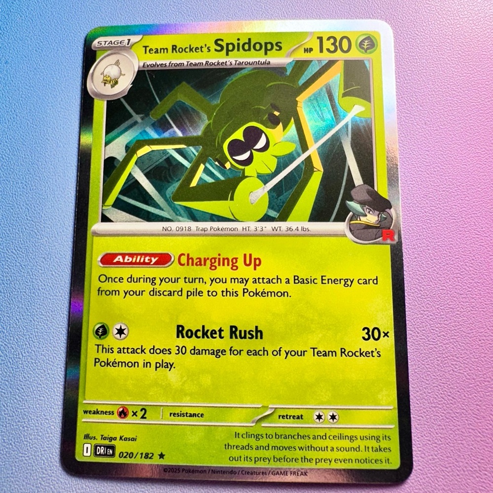 team rocket’s spidops - 020/182 (holo rare) — pokemon: destined rivals